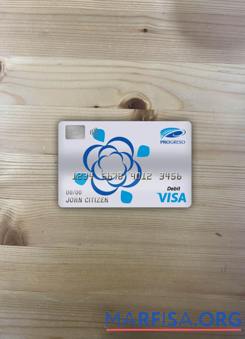 Blank Dominican Republic Progreso bank visa debit card photolook front real example